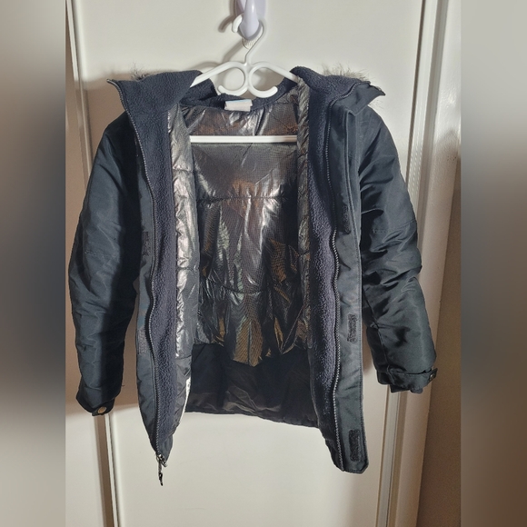 KIds Columbia Black Winter Jacket with Fur Hood - Picture 3 of 4